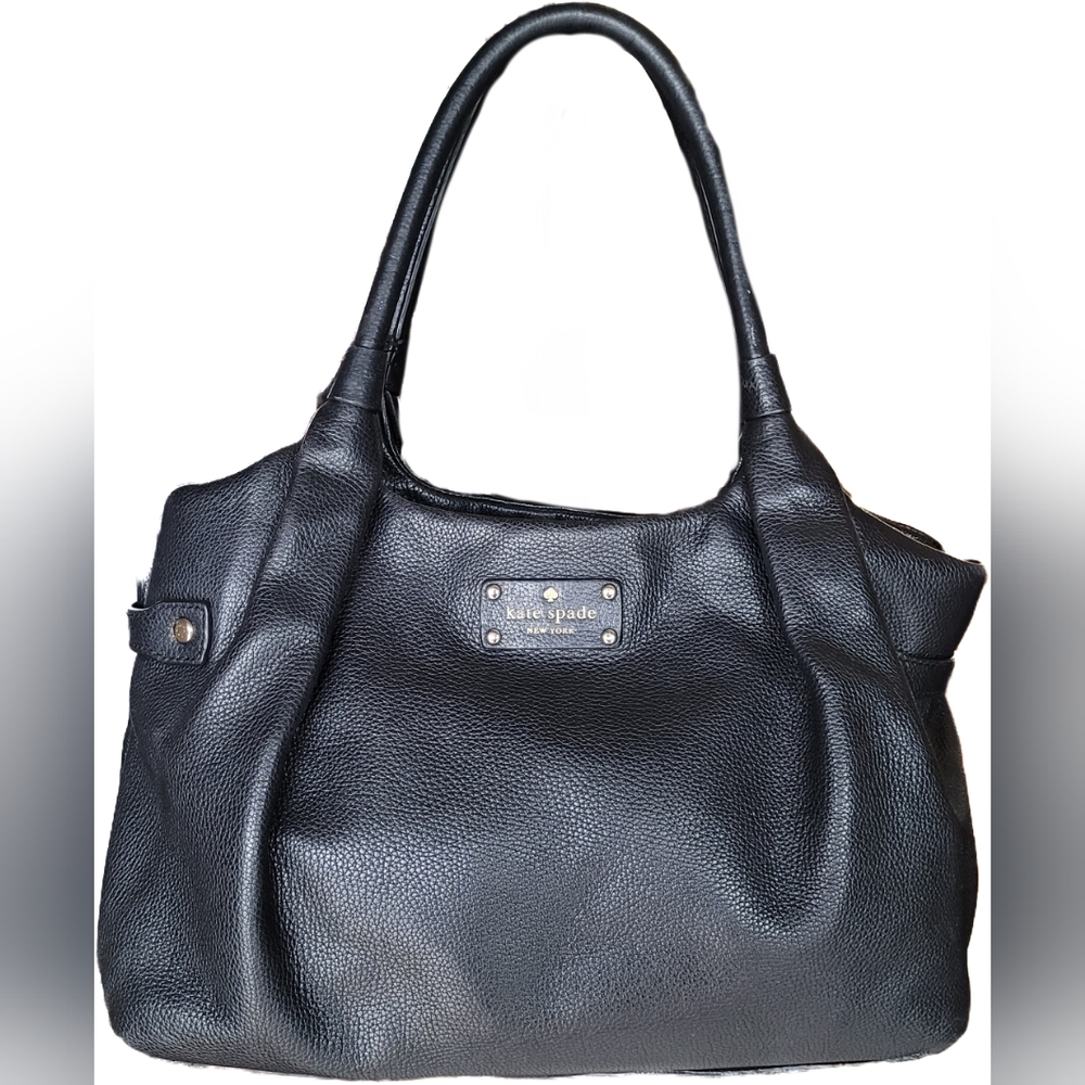 Kate Spade Dumpling Large Black Soft Pebble Leather Double Handle Satchel - EUC